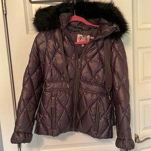 Juicy Couture Girl’s Size Medium Metallic Purple Winter Coat with Ruffles
